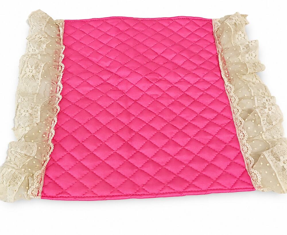 Vintage Tufted Pink Barbie Bed Blanket Comforter Lace Accessory Mattel